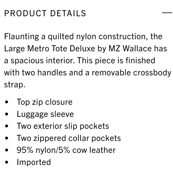 MZ Wallace Black Large Metro Tote Deluxe - with Luggage Opening - Picture 3 of 15